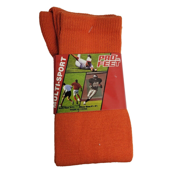 Vintage Socks Orange Pair Pro Feet Multi-Sport Running Sports Sock Cool Sports - Picture 1 of 4